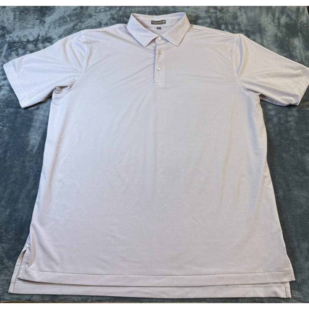 Peter Millar Summer Comfort Polo Shirt Mens XL Pink White Striped Golf MS18EK29S